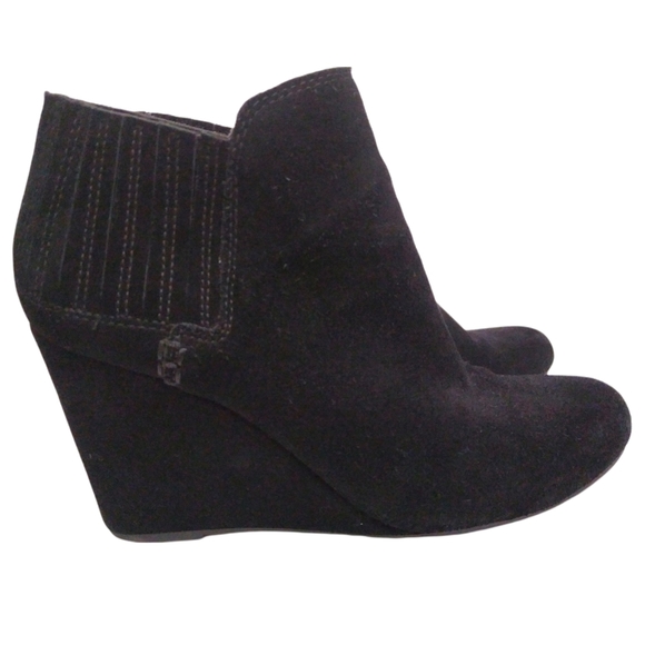 Dolce Vita Womens Gwynn Black Genuine Suede Leather Wedge Heel Ankle Booties 9 - Picture 3 of 16